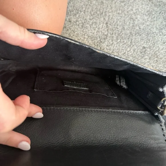 Black and Tan Leather Cowhide Crossbody Bag - Picture 9 of 12